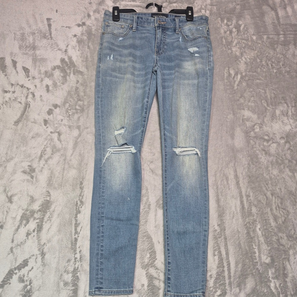 Lucky Brand Stella Skinny Distressed Jeans Light Wash Size 4/27 Ripped Denim